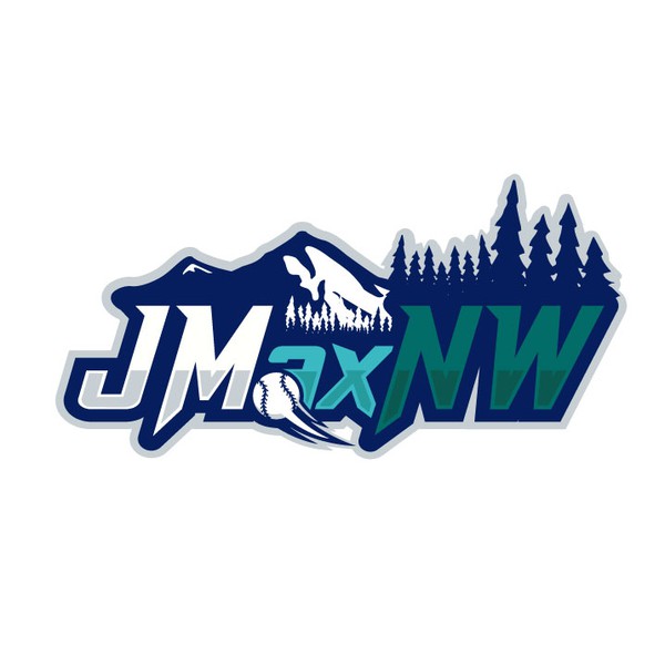 Design by JDRA™ titled "JMaxNW - with a baseball in the lower case a and evergreen trees around the NW to reflect the beauty of the pacific northwest."