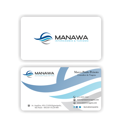 Please create a great Business Card design for travel agency Manawa! Design by Parth Soni