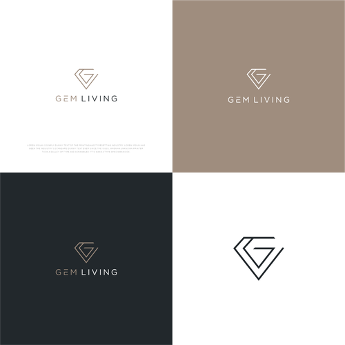 Geometrical, minimalist, modern brand design for Gem Living Design by Sunrise.