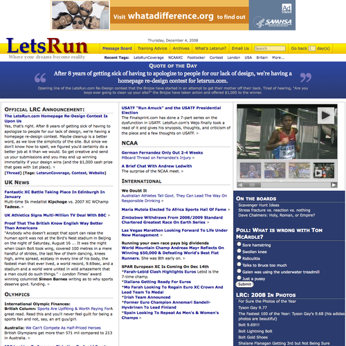 LetsRun.com Homepage Re-Design/Cleanup Diseño de dburnham