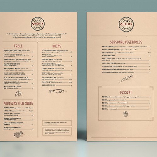 Create an unique yet professional menu for truly Farm to Table restaurant to be opened in Sedona, AZ Design by AnitaSt