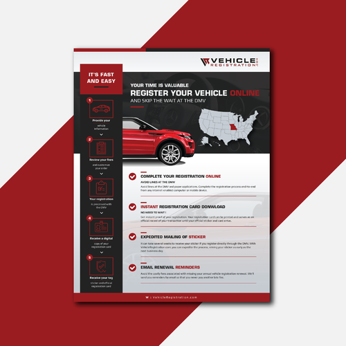 One-Page Flyer for VehicleRegistration.com Design by adityadwiyansyah97