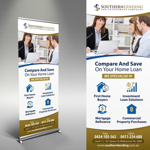 Pull up banner for successful, high performing mortgage business. Design by vsardju