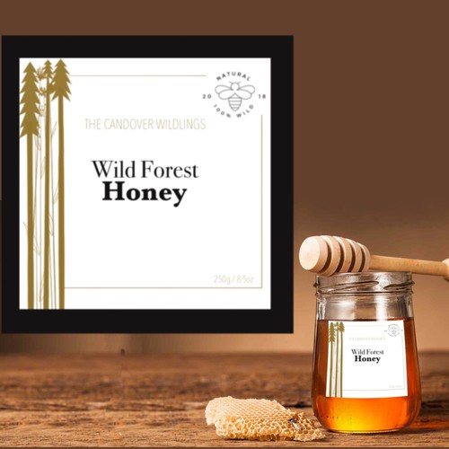 The Bees Need You! Wild Forest Honey Label Design. Design by _Nora_