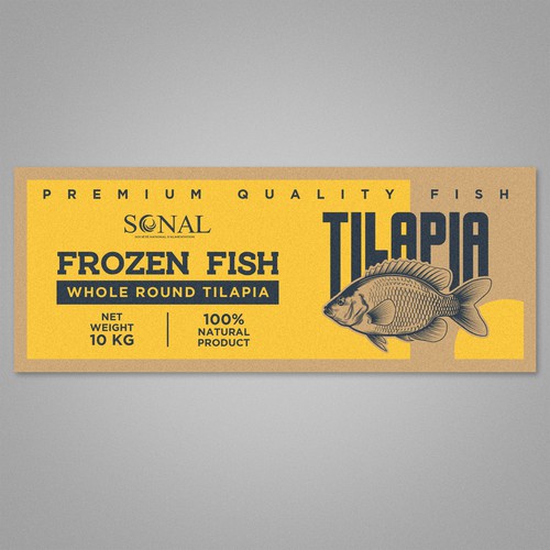 TILAPIA MASTER CARTON WITH YELLOW BACKGROUND Design by WolfBell