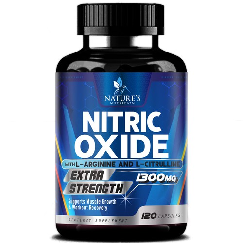 Nitric Oxide label design needed for Nature's Nutrition Diseño de agooshe