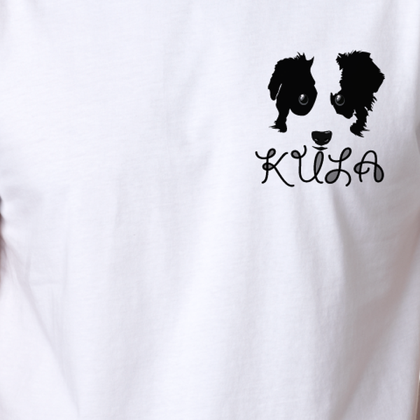 Yoga Logo that includes a picture of my dog Kula and the word Kula