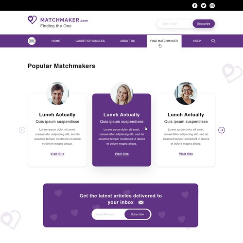 Modern & Sleek Design to Attract Singles who are Stuck at Dating Design by unbox.style⚡️