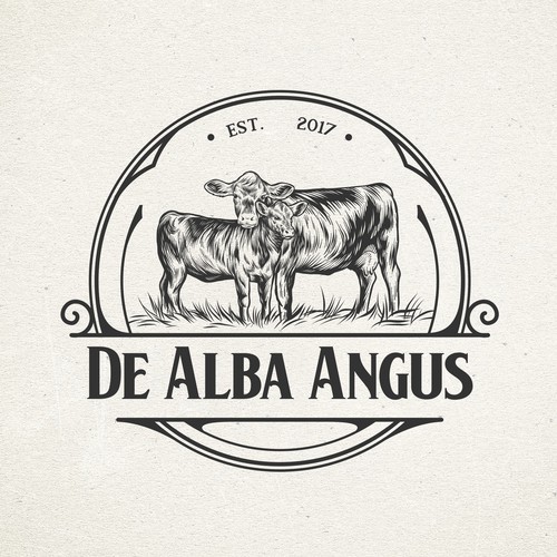 Logo for a Black Angus Cattle Ranch Diseño de Raptor Art