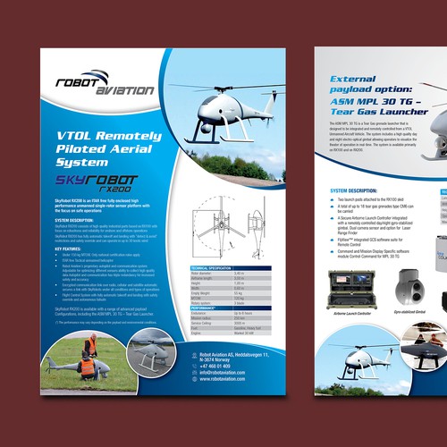 clean, high-tech flyer design for drones/UAVs that gives confidence and ...