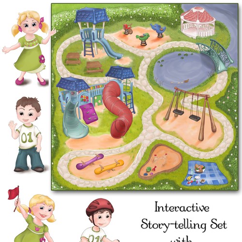 Create an interactive story telling set with board and characters Design by Hattifant