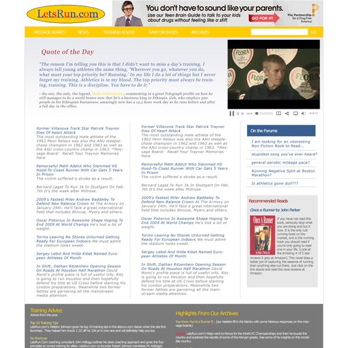 LetsRun.com Homepage Re-Design/Cleanup Diseño de Sora