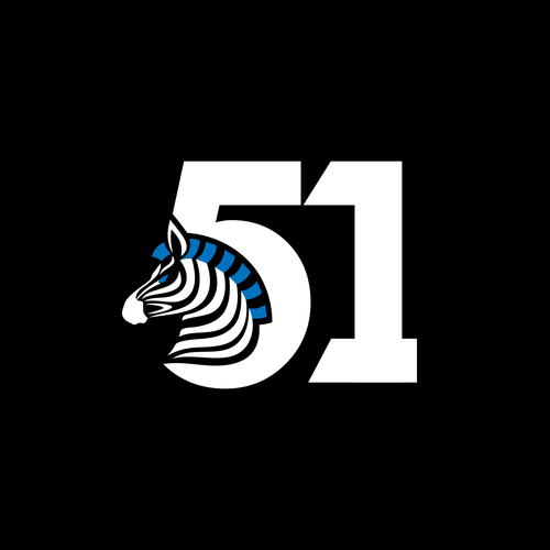 Edgy, Tough, Rugged, clothing Logo cleverly combining "Zebra" and "51" in a unique way. Design by Males Design