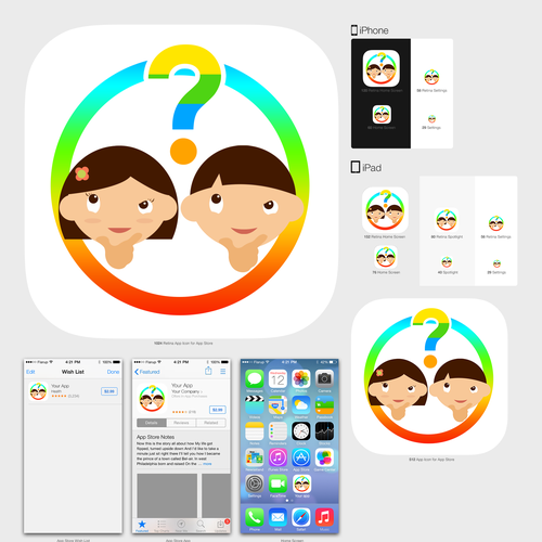 Create an visually stunning app icon to attract young kids (to a wholesome app!) Design by Carlo - Masaya