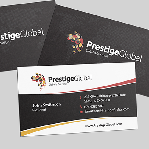 Create an attractive, classy, and captivating business card for Prestige Global Consultants Inc. Design by conceptu