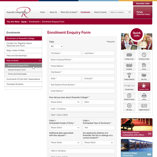 SharePoint Intranet Design for Private Girls School Design by rain is well