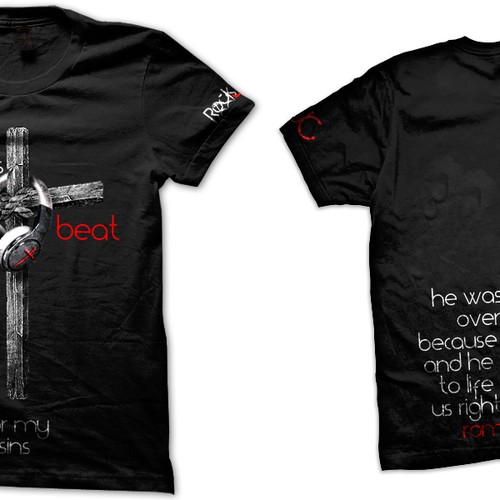 We need help creating a fresh t shirt design for our new company Rock JC Réalisé par Mothrich