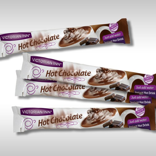 Packet design for single-serve hot chocolate mix! Design by Hunny