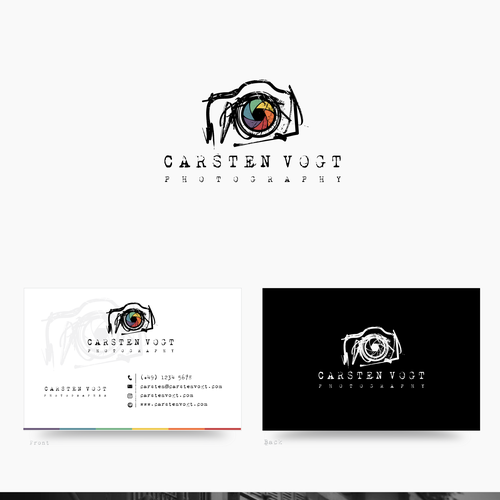 "Erstelle ein aussergewöhnliches Fotografenlogo das markant und sympathisch rüberkommt" winning Logo & business card by squide