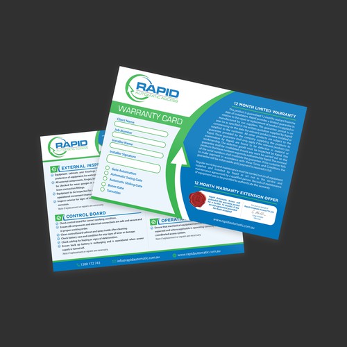 Warranty card and brochure design, Postcard, flyer or print contest