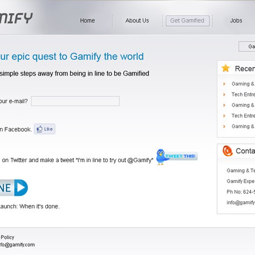 Gamify.com Website - Help us gamify the world.