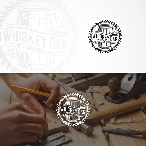 Powerful, vintage, whiskey inspired logo for woodworking company Réalisé par Rasyid