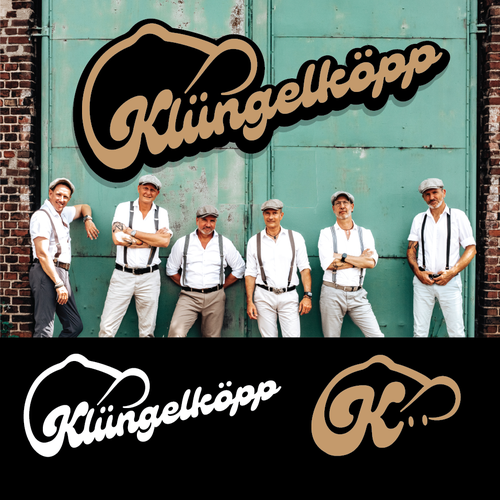 Modernes Bandlogo für professionelle Band mit Schlägerkappen als CI Design by Sukach