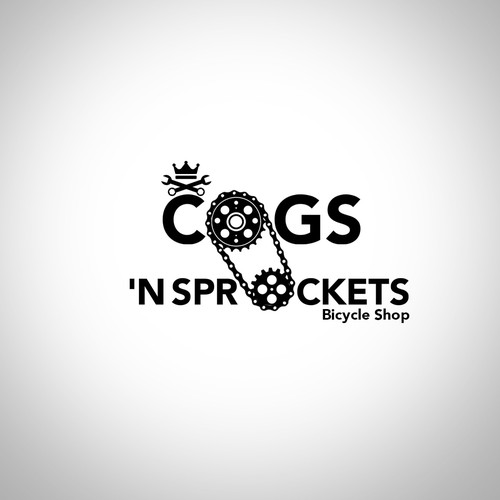 Create a classic logo design for Cogs 'n Sprockets Bicycle Shop Logo