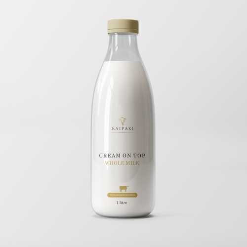 We need a premium milk bottle design for 1 litre glass botltes Design réalisé par Gergana ♥