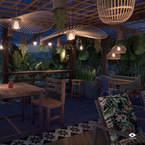 Tropical coffee shop with tin roof Design by A.Natapraja