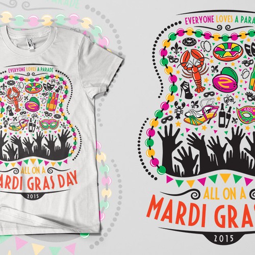 Festive Mardi Gras shirt for New Orleans based apparel company Ontwerp door revoule