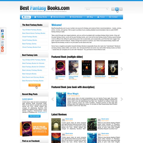Help Best Fantasy Books with a new website design Design by Dana-s