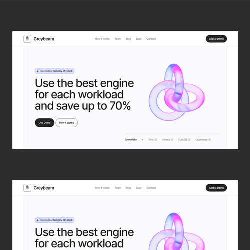 Landing page for data infrastructure startup Design by Rostyslav Pavliukh™