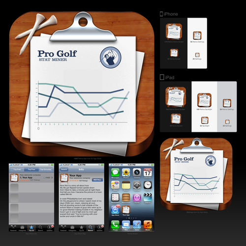  iOS application icon for pro golf stats app Design by Daylite Designs ©