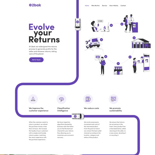 We need an awesome one page landing for our return management product / Diseño web 2bak Design by Tushar K∎