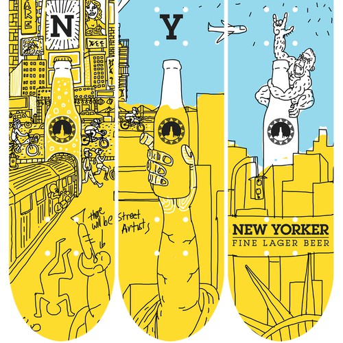 Eye-catching illustration for New Yorker Beer Skateboard Design by BINATANG