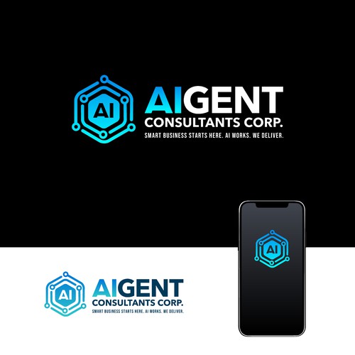 AI Agent Company: Appealing to small to medium sized businesses. Design by a.mjb