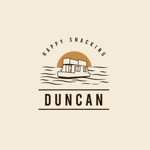 Cool vintage logo for our new pontoon food boat at our boat dock. Design by NuriCreative