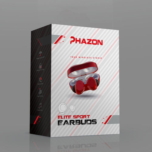 Wireless earbuds packaging box sleeve design Design by mr adii