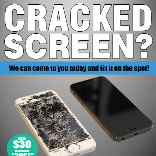 Create a flyer for Eden. Empowering people with cracked screen repair! Design by BeCr8tive
