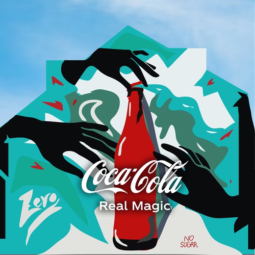 Artistic mural design for Coca-Cola Zero in Brussels Réalisé par melange*