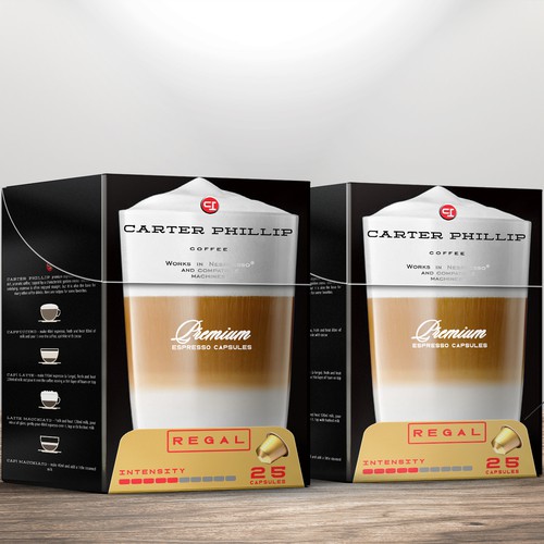Design an espresso coffee box package. Modern, international, exclusive. Diseño de bcra