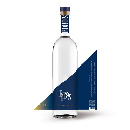 Product label for Cayman islands premium vodka Design by Osolindu