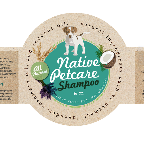 Create a clean, label for Native Petcare, an all-natural dog shampoo! Design by GMarie78