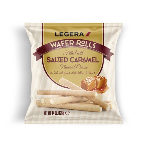 LEGERA Wafer Rolls Pack 125 gm - Salted Caramel Design by Gustavo RV