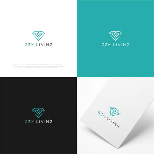 Geometrical, minimalist, modern brand design for Gem Living Design by Sunrise.