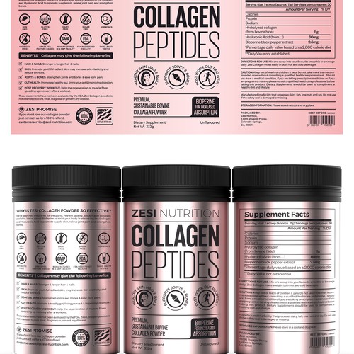 Design an attention grabbing, modern label for our collagen supplement Diseño de Imee008