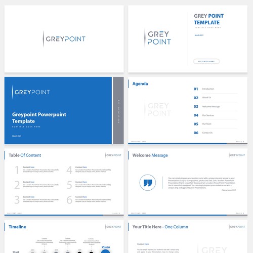 Design a sleak modern Google Slide Template for a new consulting firm targeting tech start-ups Design by Luvinda