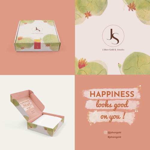 An elegant IG-worthy mailer box design for a young gold and jewelry brand Design by Farah’s art
