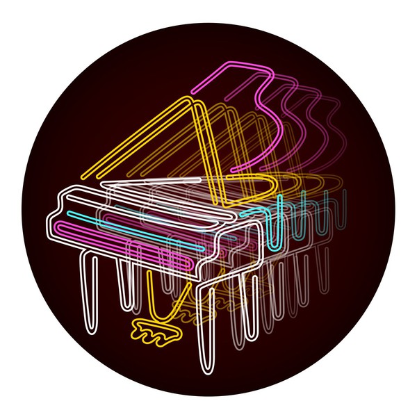 Design by Norayr titled " I want a circle logo that replicates this NEON PIANO INFINITY MIRROR! An artist's rendering of the attached image..."